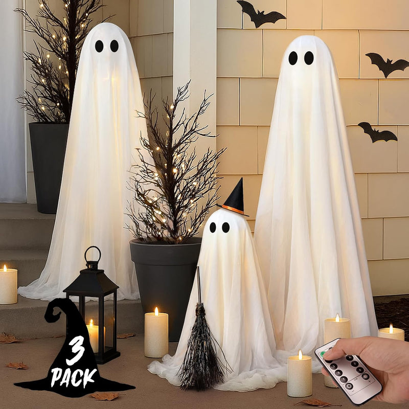 Fantasmas Luminosos De Exterior - Pack De 3 Con Mando Y Temporizador