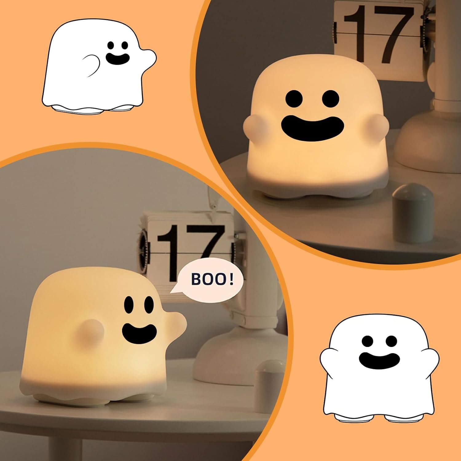 Lampara Fantasma - Luz De Noche Recargable Con Brillo Regulable